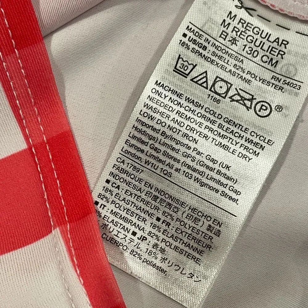 ~ GAP Kids Med Rashguard Red/White Swim Shirt Checker Stretchy Long Sleeves Sun